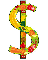 Image showing Decorative sign of the dollar from fruit and vegetables