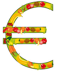 Image showing Decorative sign euro from fruit and vegetables