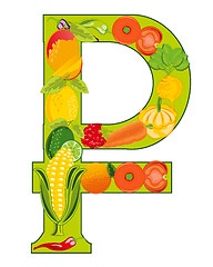 Image showing Decorative sign rouble from fruit and vegetables