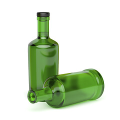 Image showing Full and empty glass bottles