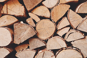 Image showing pile of birch firewood for winter heating