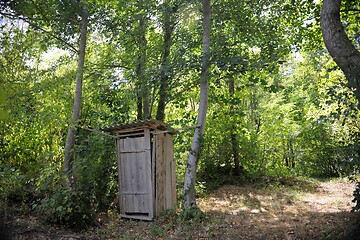 Image showing wooden retro outdoor toilet