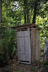 Image showing wooden retro outdoor toilet