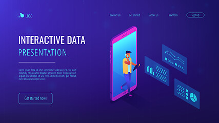 Image showing Data insight isometric 3D landing page.