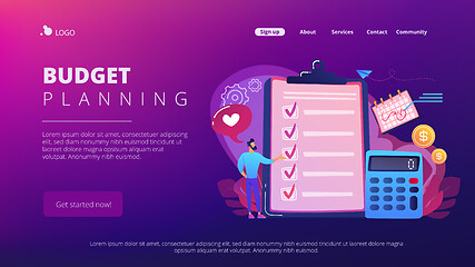 Image showing Budget planning concept landing page.