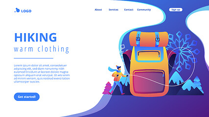 Image showing Winter hiking concept landing page.