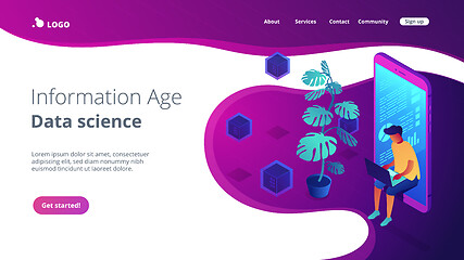 Image showing Digital era isometric 3D landing page.