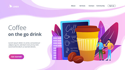 Image showing Take away coffee concept landing page.