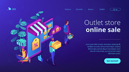 Image showing Online discount store concept Isometric 3D landing page.