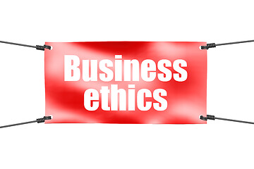 Image showing Business ethics word with red banner