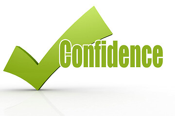 Image showing Confidence word with green checkmark