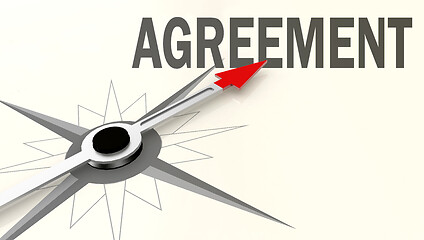 Image showing Agreement word on compass with red arrow