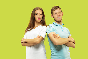 Image showing Beautiful couple isolated on green studio background