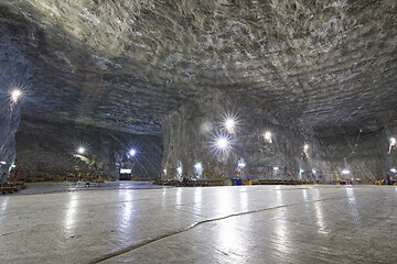 Image showing Illuminated old Salt mine for tourists