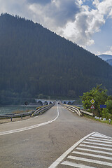 Image showing Crossing asphalt road on bridge