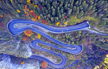 Image showing Mountain serpentines road, above view