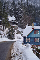 Image showing Winter mountain village scene