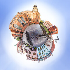 Image showing Tiny planet of Small Square with Old houses in old Town Riga, La