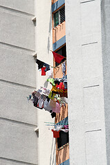 Image showing Laundry drying from windows, Singapore