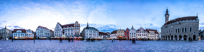 Image showing Night Skyline of Tallinn Town Hall Square, Estonia