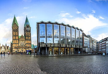 Image showing Skyline of Bremen main market square, Germany