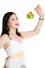 Image showing Beautiful asian woman and lollipop