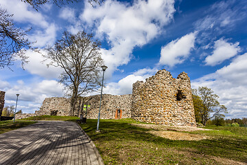 Image showing Ruins of Teutonic Knights Castle in Aluksne, Latvia.