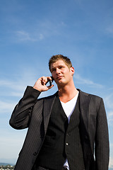 Image showing Caucasian businessman on the phone