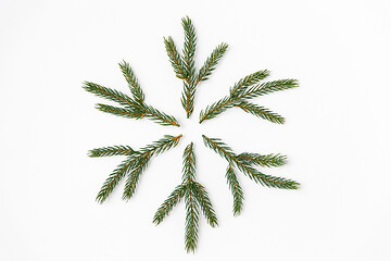 Image showing christmas snowflake shape made of fir branches
