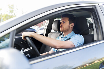 Image showing man or driver driving car in summer