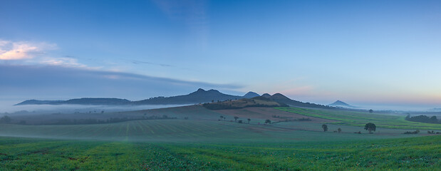 Image showing Landscape covered with fog in Central Bohemian Uplands, Czech Re