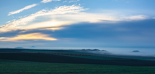 Image showing Landscape covered with fog in Central Bohemian Uplands, Czech Re