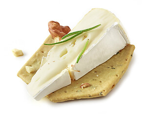 Image showing canape with brie cheese, walnut and rosemary