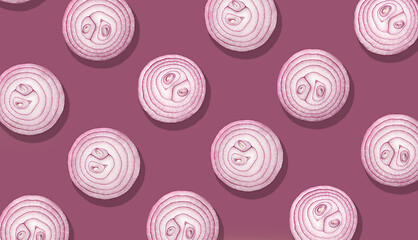 Image showing onion slices on purple background