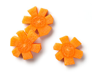 Image showing fresh raw flower shaped carrot slices