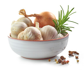 Image showing onion, garlic and rosemary