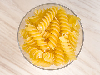 Image showing Raw pasta in glass