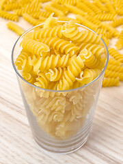 Image showing Raw pasta in glass