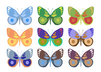 Image showing set of colorful butterflies