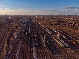 Image showing Drone shot over railway