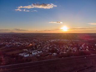Image showing Drone shot at sunset
