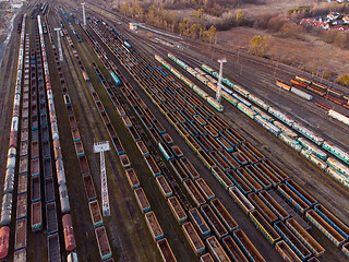 Image showing Drone shot over railway