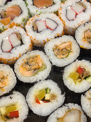 Image showing Various sushi set for sale