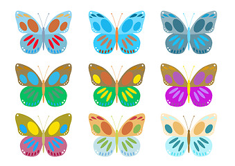 Image showing set of colorful butterflies