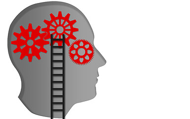Image showing Ladder lead to the gears on human head