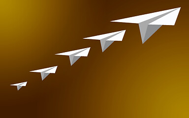 Image showing Paper airplane leadership flying