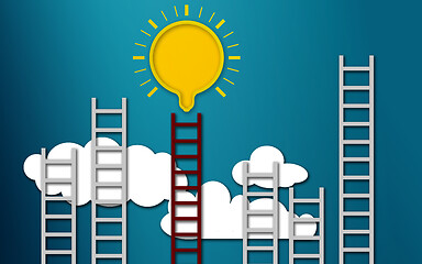 Image showing Red ladder to light bulb