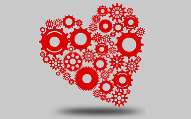 Image showing Heart made of gears  and cogwheels 