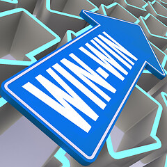 Image showing Win-win word with blue arrow