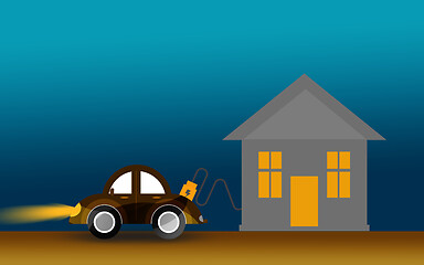 Image showing Mini car charging from home